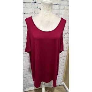LANE BRYANT TOP BLOUSE COLD SHOULDER TIE BACK SWING TEE Size 18/20 Stretch
